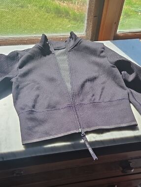 Calvin Klein Kids Black Ribbed Zip Hoodie Jacket